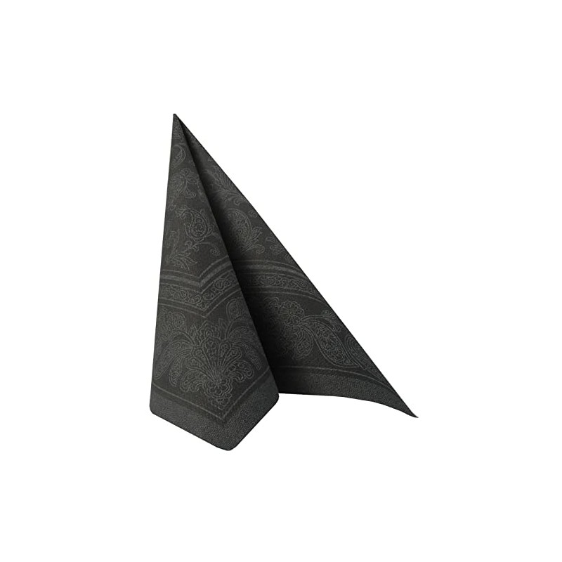 20 Servietten ROYAL Collection 1/4-Falz 40 x 40 schwarz "Ornaments"