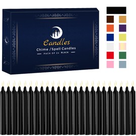 Kunrsug 24 Pack Black Spell Chime Candles – Premium Mini Unscented Taper Candles for Rituals, Prayer, Birthdays, Meditation, Altar, Spells, Chime Candles - 4 Inch Tall - Ideal for Witches