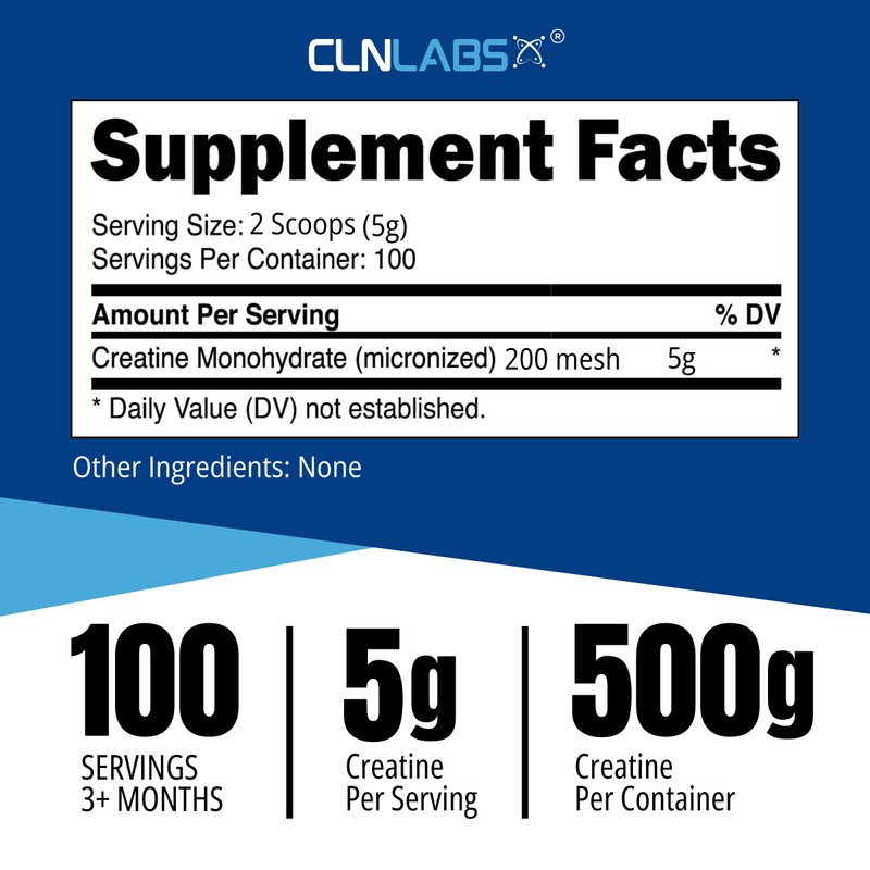 Creatine Monohydrate Powder - 500g Tub (200 Mesh) | Fine