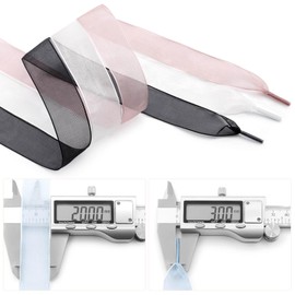 WEGOODZF Women Sheer Shoe Laces: 2 Pairs 2CM Wide 63 inch White Organza Shoelaces for Sneakers