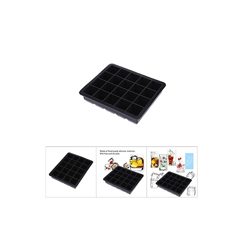 Greensen Bandeja Cubitos Silicona 20 Cavidades Negro 15x12x3cm