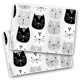 2 x 7.5cm Rectangle Vinyl Stickers Cute Cartoon Cat Pattern Art Kids 37823