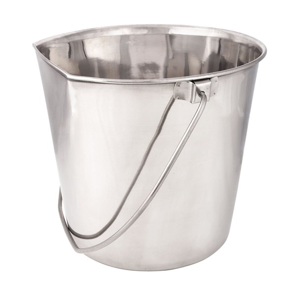ProSelect Stainless Steel Flat Sided Pails — Durable Pails for Fences, Cages, Crates, or Kennels - 6", 2-Quart