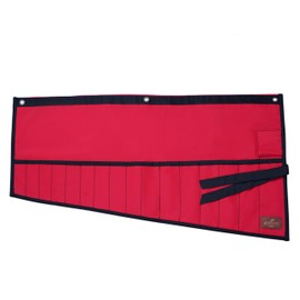 AMIREE 16 Pocket Wrench Roll Up Pouch, Wrench Organiser Ratchet & Standard (SAE/MM) Wrench Roll Bag, Heavy Duty Tool Bag, 100% PVC Laminated Waterproof Tools Pouch (Red) (Tools are not included)