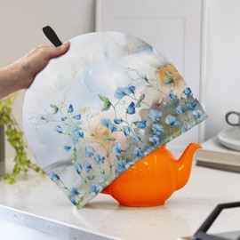 TOADDMOS Blue Floral Marble Teapot Cozy Warm Home Kitchen Decorative Kettle Dust Cover for Breakfast Pot Tea Pot Cosies