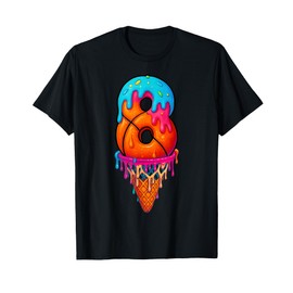 Basketball Drip 8 Year Old Ice Cream Drip 8th Birthday Boy T-Shirt