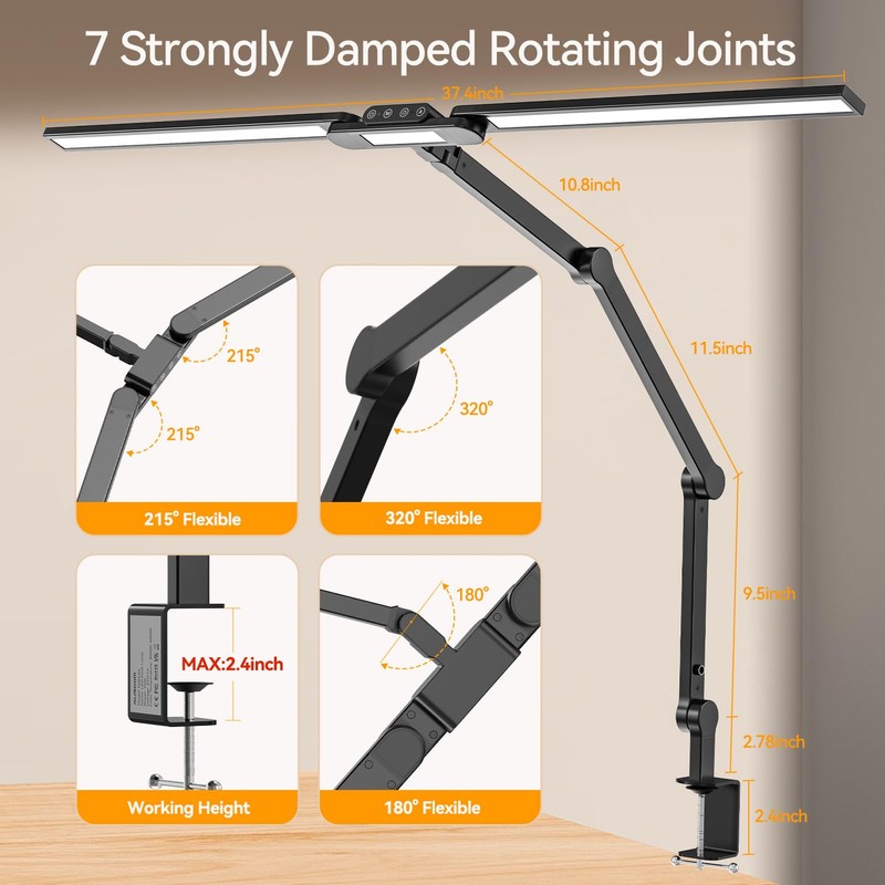 LED Architect Desk Lamp with Clamp - 24W Ultra Bright