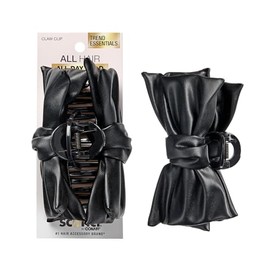 Scunci by Conair faux leather bow claw clip - claw clips for thick hair - claw clip - hair accessories for women - hair accessories for girls - Black