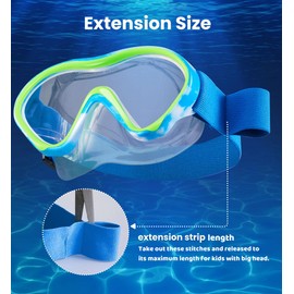Aegend 2 Pack Kids Snorkel Goggles - Knitted Strap - Kids Swim Goggles with Nose Cover for 3-12, Deep Blue & Light Blue