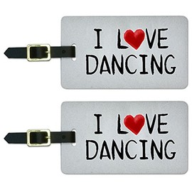 Graphics & More I Love Dancing Written on Paper Luggage Suitcase Carry-on Id Tags, White