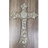 Rustic Western Silver Concho With Ornate Shell Pattern Wall Cross