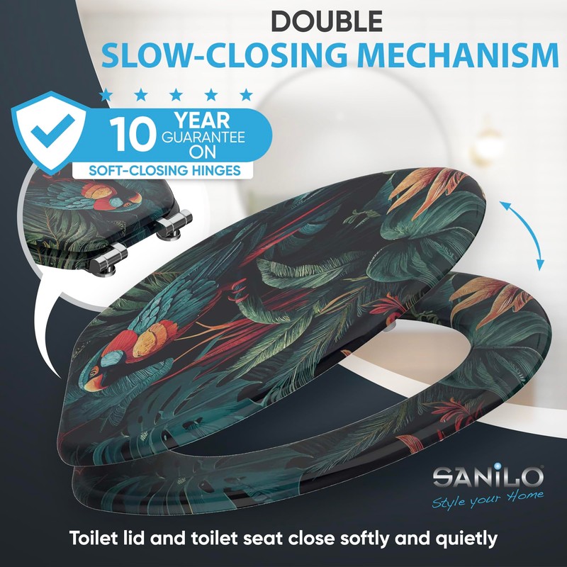 Sanilo Soft Close Toilet Seat ELONGATED, Quiet and Slow Close