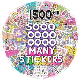 1500+ Stickers, Kawaii Y2K Sticker Book with Positivity Quotes, Sweet Treats, Unicorns, Fun Craft Stickers, Cute Gifts for Girls Kids Teens Adults