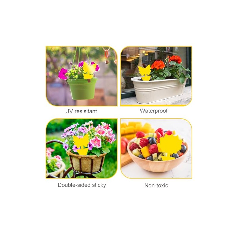 100 Pack Yellow Sticky Fly Traps for Indoor and Outdoor