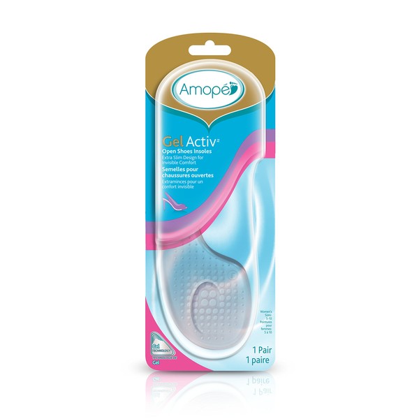 Amope GelActiv Open Shoes Insoles for Women, 1 pair, Size 5-10