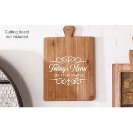Todays Menu Eat It Or Starve Cutting Board Kitchen Sticker Decal DIY Wall Art (12”W x 9.11”H Inches, Black)