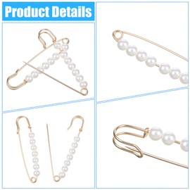 6pcs Skirt PinsFaux Pearl Safety Pins Brooch Pins for Women Clothing Pants Clips to Tighten Waist Decorative Sweater Shawl Clips for Dress Pants Cardigan Collar Waist Extender Accessories