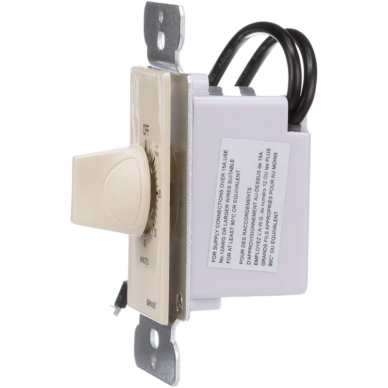 Woods 59718 In-Wall 60 Minute Spring Wound Timer; Light Almond