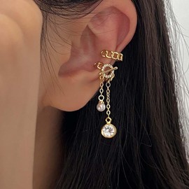 Xduargs Boho Ear Cuff Wrap Earring Vintage Cartilage Cuff Earring Leaf Fake Helix Cartilage Earrings Gold Crystal Pearl Cuff Earrings Non Piercing Ear Clip Cuff Wrap Earrings Jewelry for Women