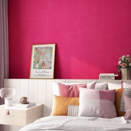 Stickyart Hot Pink Felt Wallpaper Peel and Stick Textured Velvet Wall Paper Self Adhesive Suede Wallpaper Removable Solid Color Velvet Contact Paper Modern for Dresser Liner Bedroom Walls 12"x317"