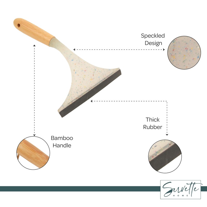Household Squeegee with Wood or Bamboo Handle, Streak-Free Surface Cleaner,