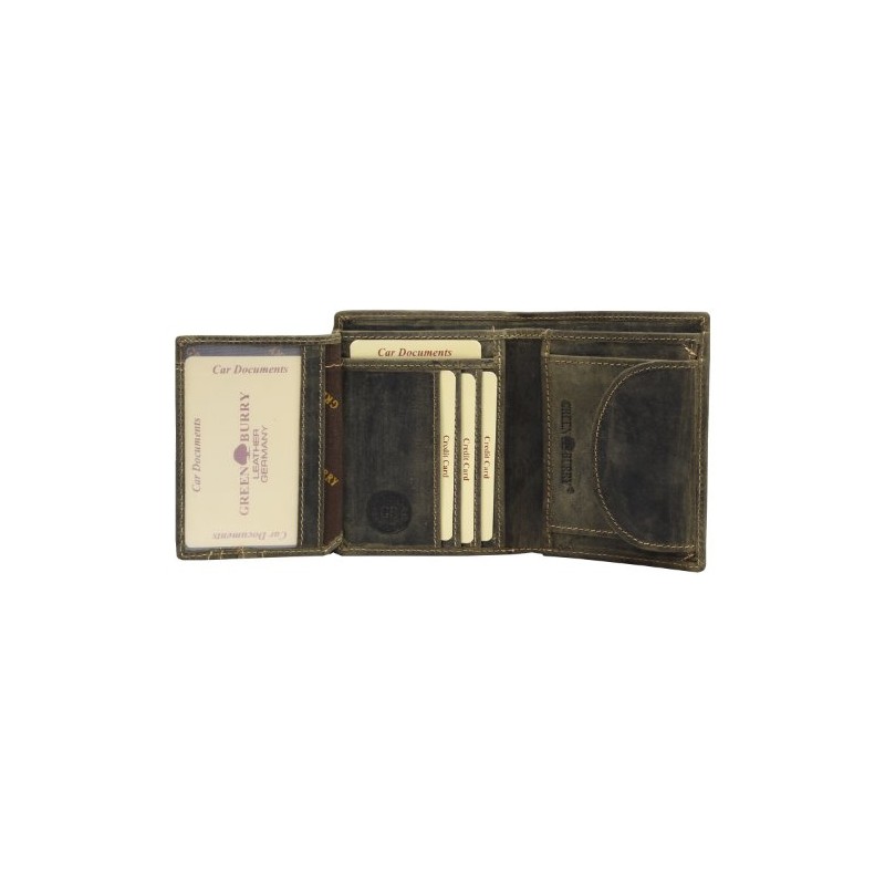 Greenburry Vintage Leather Wallet Olive Portrait Format, brown, Vintage
