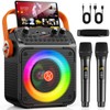 Karaoke Machine, Portable Bluetooth Karaoke Speaker with 2 Wireless Microphones