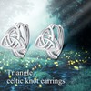 Sterling Silver Luck Irish Hugie Triangle Celtic Knot Hoop Earrings