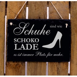 Schuhe sind wie Schokolade Sign Slate Engraved - Saying Door Sign 22 x 16 cm | Dekolando