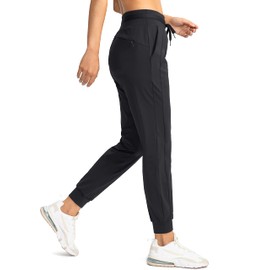 G Gradual Women's Joggers Pants with Zipper Pockets High Waisted Athletic Tapered Sweatpants for Women Workout Lounge (Black, Small)