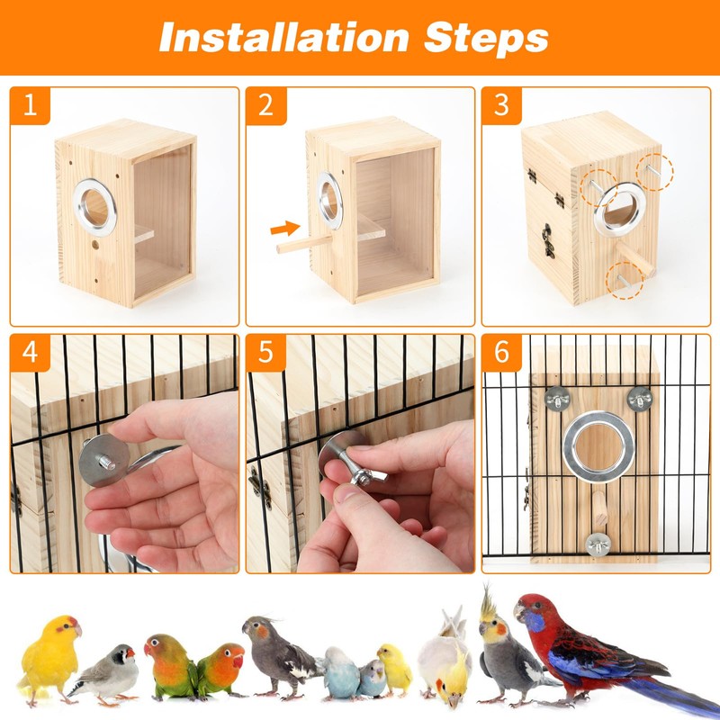 Rypet Transparent Bird Nest Boxes, Wood Parakeet Nesting Box for