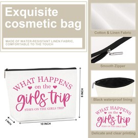 4Pcs Girls Trip Gifts Favors Girls Weekend Gifts for Women Makeup Bag Cosmetic Bag Girls Trip Essentials Weekend Bag Coin Purse for Friend Niece Bestie Daughter Coworker Graduation Christmas Birthday