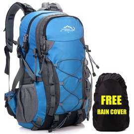 Hiking Backpack 40L Lightweight Adult Hiking Backpack Men Women Outdoor Backpack for Climbing Camping Riding Travel Leisure for 15.6 Inch Laptop,with Waterproof Rain Cover