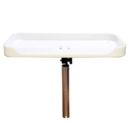 Dolphin Bait Table Rod Holder Mount for Boats, Gimbal Adjustable Fillet Cutting Board, 316 Stainless Steel Leg, Heavy Duty PVC, Includes Flush Mount Rod Holder, Dimensions: 22.8in L x 15in W x 2in H