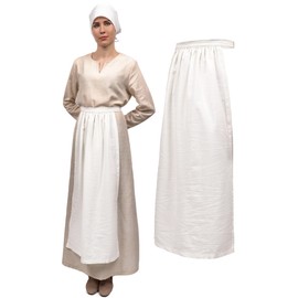 KUOIN Medieval Cosplay Half Apron, Vintage Linen Waist Apron(white)