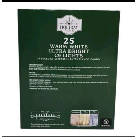 Holiday Time New Holiday Time C9 Ultra Bright Warm White 25 Bulb String Lights Indoor/Outdoor