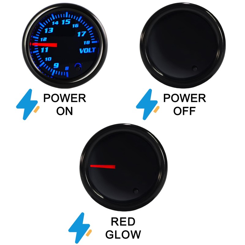 Nrkiscy Tinted 7 Color Volt Voltmeter Gauge kit 8-18V 2-1/16"(52mm)