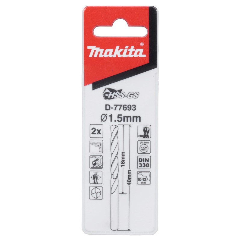 Makita D-77693 HSS-GS Drill Bit 1.5x40mm