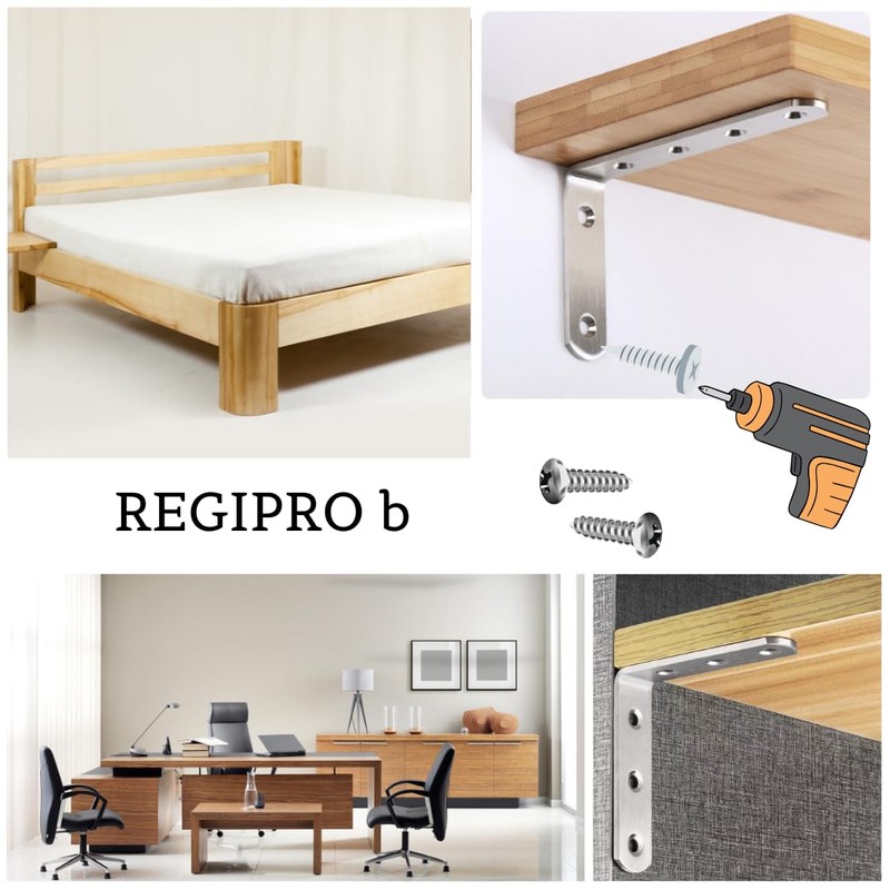 Regipro b Stainless Steel Angle Brackets, Set of 4, 100x100mm