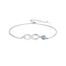 Custom4U 925 Sterling Silver Infinity Ankle Bracelets for Women, Endless Love Symbol Anklet Jewelry Gifts for Women Her