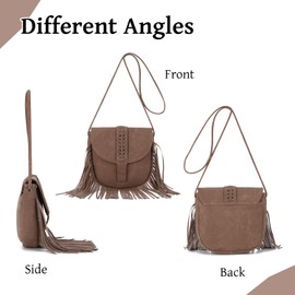 LHHMZ Women's Fringe Hobo Bag Retro Tassel Shoulder Bag Fringe Suede Bohemian Bag Tassel Hippie Saddle Bag, coffee