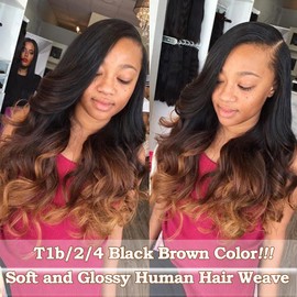 T1B/2/4 Loose Deep Wave Human Hair Bundles With Closure, 10A Chestnut Brown 3 Bundles with 4x4 HD Lace Closure (16/18/20+16Inch) Real Remy Hair Wavy Thick 3 Tone Weave With Dark Root