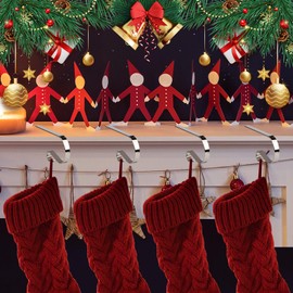 KEYIDO® Christmas Stocking Holder, 4 Pack Christmas Stocking Holders for Fireplace Mantle, Silver Xmas Stockings Hanger Hooks Mantle Clips for Christmas Party Decoration