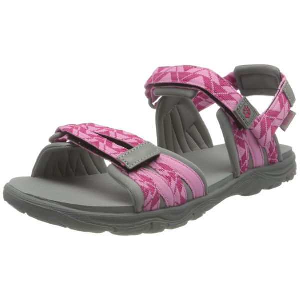 Jack Wolfskin Boy's Ankle Strap Leisure Sandals, Pink Light Grey, womens 12