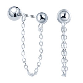 MOOFUN Tassel Chain Stud Earrings with Screw Back Women's Earrings Stud 925 Silver Earring Earrings for Mum Best Friend Teenager Girls Sister Grandma Women Gift Birthday Gift, Sterling Silver