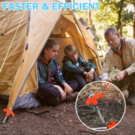 10 Stück Zeltheringe Schraube, 20cm Schraubheringe Camping, heringe erdnägel stabil, Zeltheringe zum Schrauben Sturmsicher, Heringe Camping mit Metallgewinde für harten Boden, Holz, Wald, Wiesen