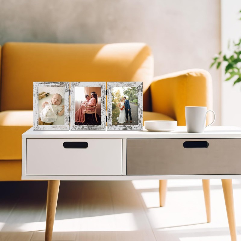 Frametory, 3 Picture Frames 5x7 Trifold Photo Frames Collage -