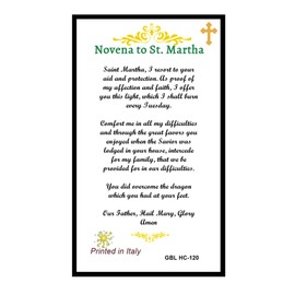 Novena to St Martha Laminated Prayer Card Blessed by Pope Francis