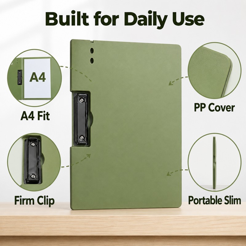 A4 Clipboard Folder with Protective Cover, Plastic Document Organizer and