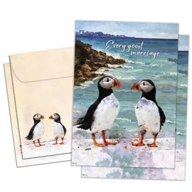 Tree-Free Greetings Anniversary Pack with Matching Envelopes, Eco Friendly, Made in USA, 100% Recycled Paper, 5 x 7 (Puffin Marriage, 2 Pack)